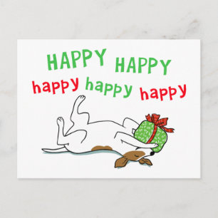 Happy Jack Russell Terrier Christmas Puppy Dog Holiday Postcard