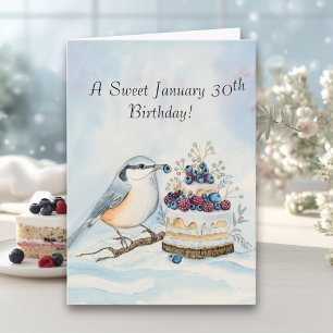 Happy January 30th Birthday Nuthatch Bird Card
