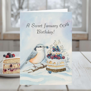 Happy January 60th Birthday Nuthatch Bird Card