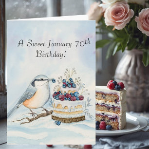 Happy January 70th Birthday Nuthatch Bird Card