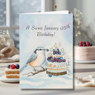 Happy January 95th Birthday Nuthatch Bird Card