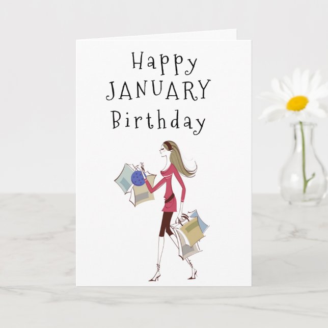 HAPPY ***JANUARY*** BIRTHDAY FOR **HER** CARD (Small Plant)