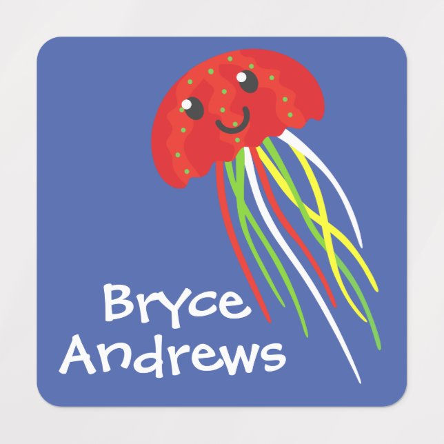 Happy Jellyfish Personalized Clothing Labels (Design 1)