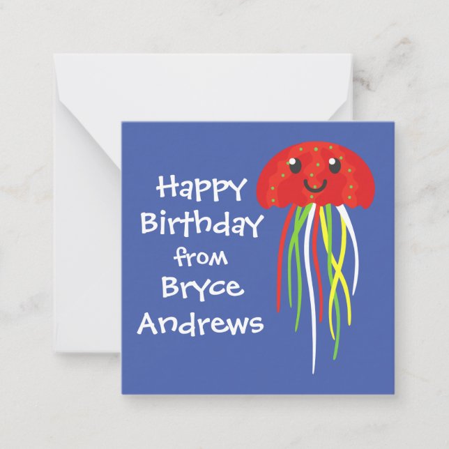 Happy Jellyfish Personalized Gift Enclosure Cards (Front)