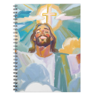 Happy Jesus with a Glowing Cross Journal