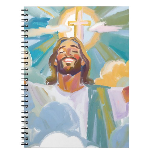 Happy Jesus with a Glowing Cross Journal (Front)