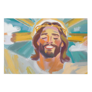 Happy Jesus with Crown of Thorns 36x24 Faux Canvas Print