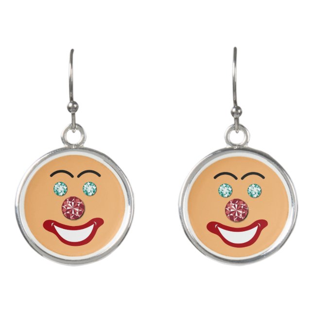 Happy Jeweled Clown Earrings (Front)