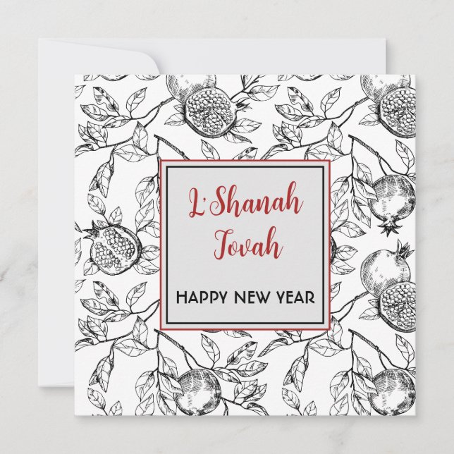 Happy Jewish New Year Rosh Hashanah Pomegranates Note Card (Front)