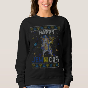 Happy Jewnicorn Hanukkah Sweater Dabbing Unicorn M
