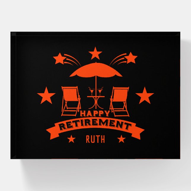 Happy Job Retirement Paperweight (Front)