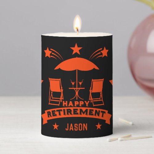 Happy Job Retirement Pillar Candle