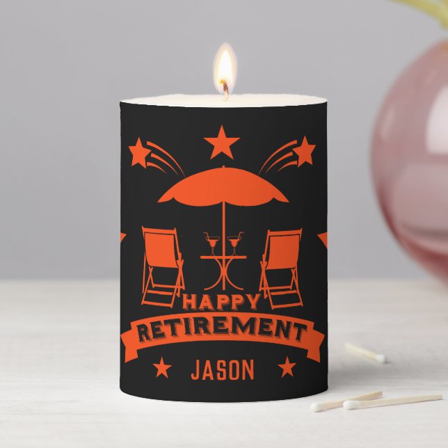 Happy Job Retirement Pillar Candle (In Situ)