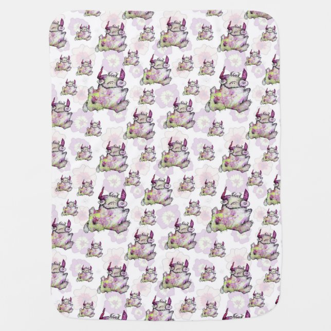 Happy Jogging Monster Creature Baby Blanket (Front)