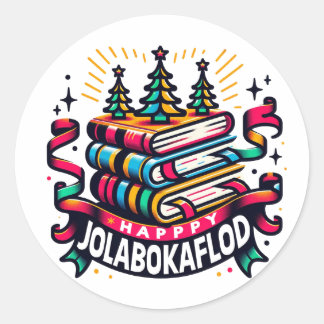 Happy Jolabokaflod Classic Round Sticker