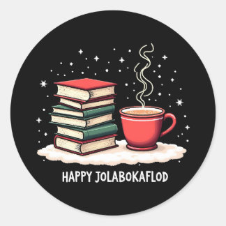 Happy Jolabokaflod Family Celebration Gift Classic Round Sticker