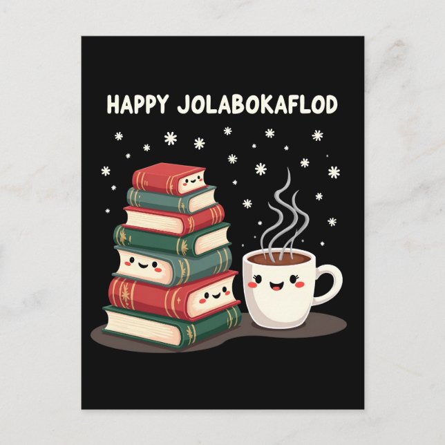 Happy Jolabokaflod Family Celebration Gift Holiday Postcard (Front)