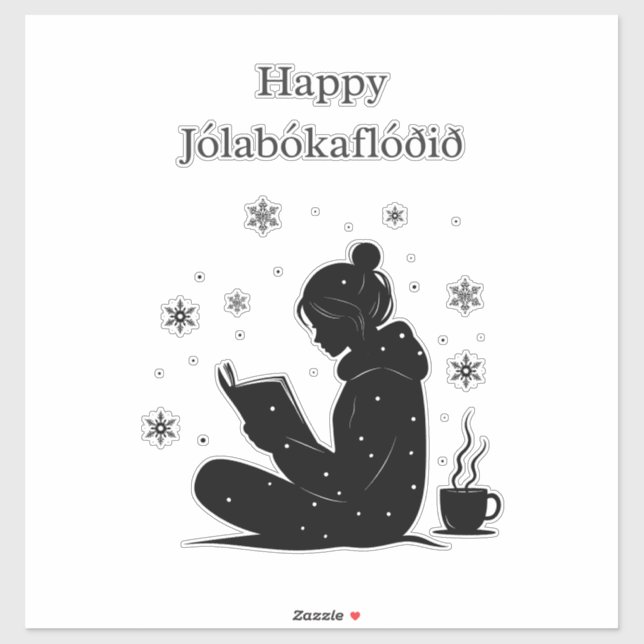 Happy Jolabokaflod – Icelandic Book Flood Gift Sticker (Sheet)