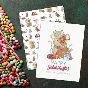 Happy Jolabokaflod Mouse Family Holiday Card