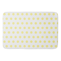 Happy Joyful Cheerful Yellow Polkadots on White Bath Mat