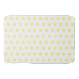 Happy Joyful Cheerful Yellow Polkadots on White Bath Mat