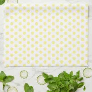 Happy Joyful Cheerful Yellow Polkadots on White Kitchen Towel
