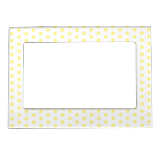Happy Joyful Cheerful Yellow Polkadots on White Magnetic Frame