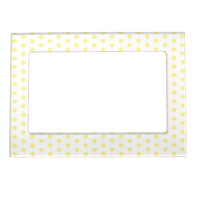 Happy Joyful Cheerful Yellow Polkadots on White Magnetic Frame (Front)