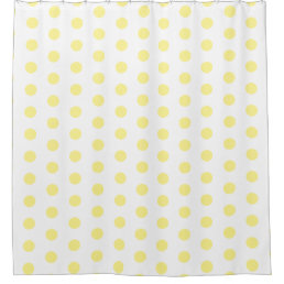 Happy Joyful Cheerful Yellow Polkadots on White Shower Curtain