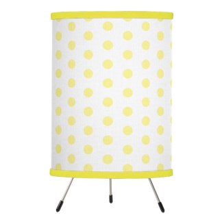 Happy Joyful Cheerful Yellow Polkadots on White Tripod Lamp