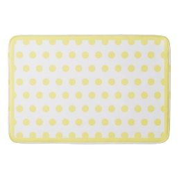 Happy Joyful Yellow Polkadots Yellow Border Bath Mat