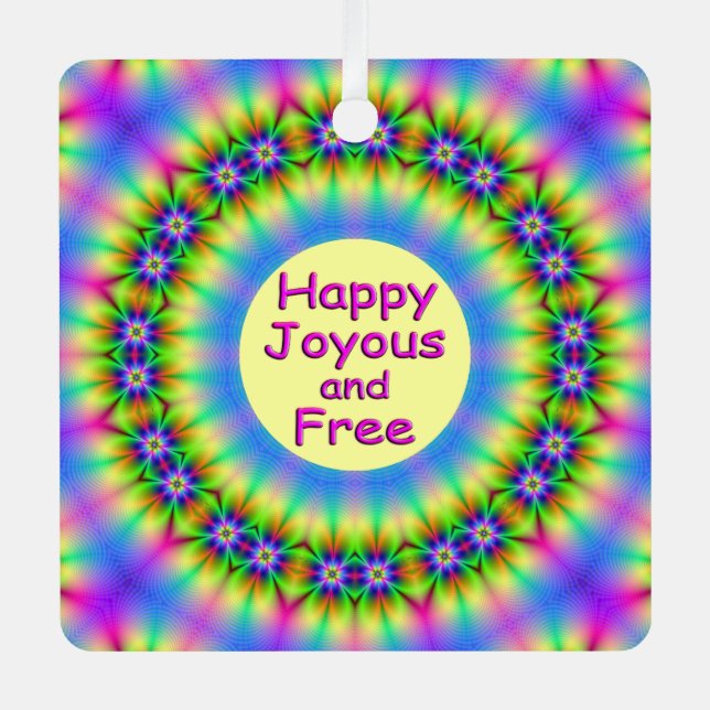 Happy,Joyous and Free Mandala Metal Ornament (Front)
