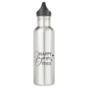 Happy Joyous Free with Custom Name and Sober Date Stainless Steel Water Bottle