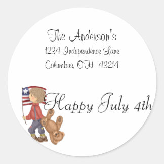 Happy July 4th Boy/Bear & Flag Address Labels