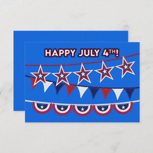 Happy July 4th Bright Red White and Blue Bunting 