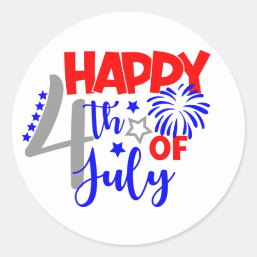 Happy July 4th Classic Round Sticker