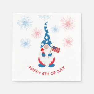 Happy July 4th Cute Gnome Fireworks Napkins