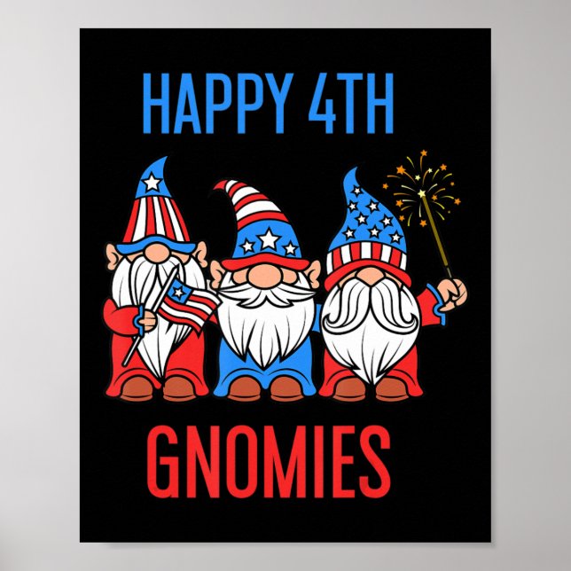 Happy July 4th Gnomies Patriotic Pride Gnomes USA  Poster (Front)