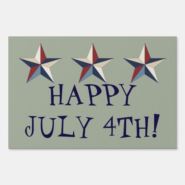 Happy July 4th!, Gray, Large, 24" x 36" Yard Sign (Front)