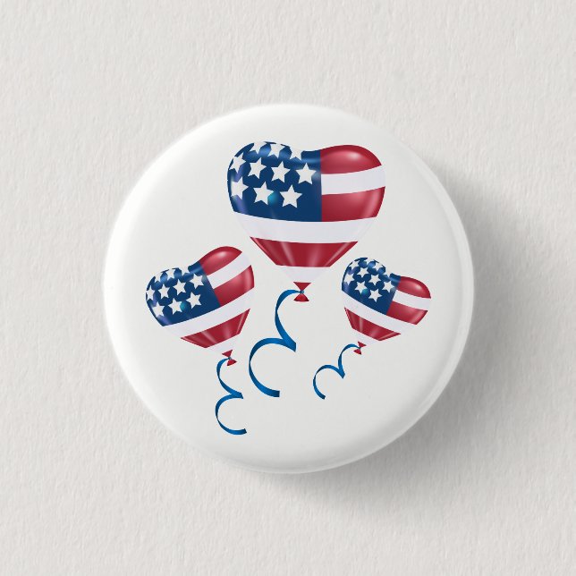 Happy July 4th heart balloons Pinback Button (Front)