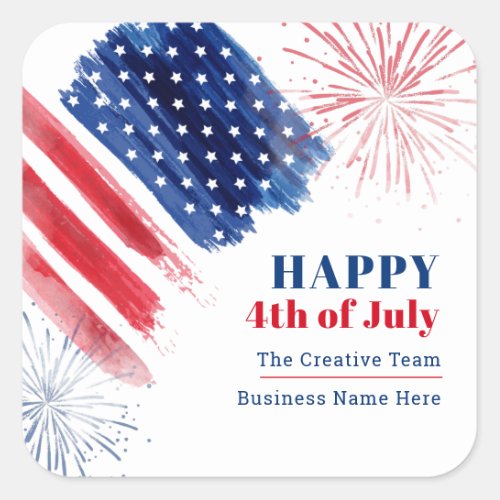 Happy July 4th Independence Day USA Business Square Sticker