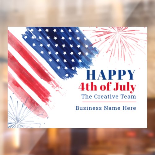 Happy July 4th Independence Day USA Business Window Cling