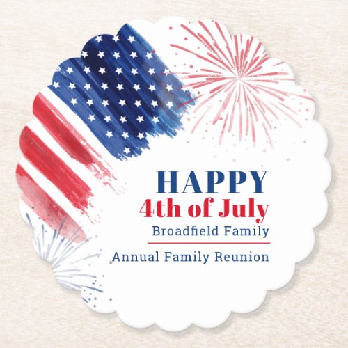 Happy July 4th Independence Day USA Family Reunion Paper Coaster