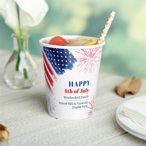 Happy July 4th Independence Day USA Family Reunion Paper Cups