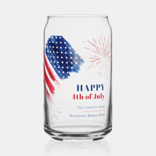 Happy July 4th Independence Day USA Party Can Glass