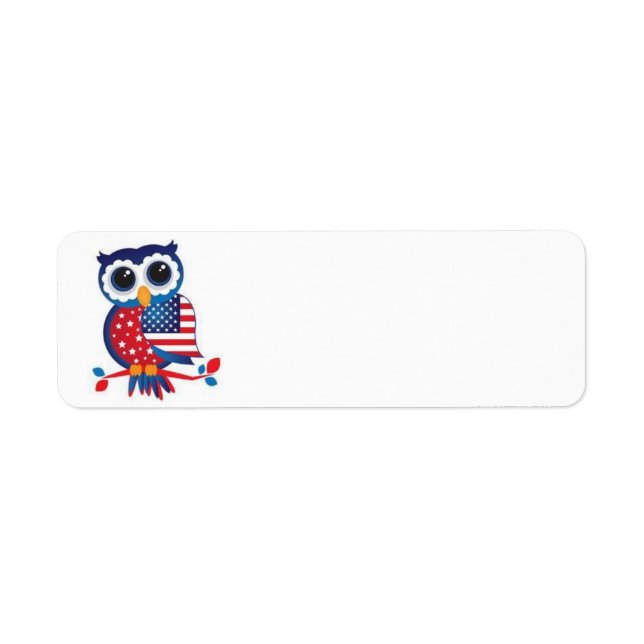 Happy July 4th owl return Address Label (Front)