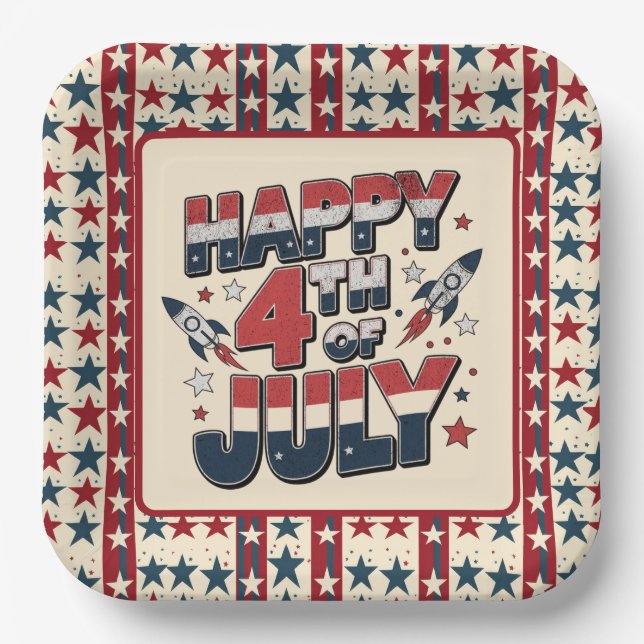 Happy July 4th  Paper Plates (Front)