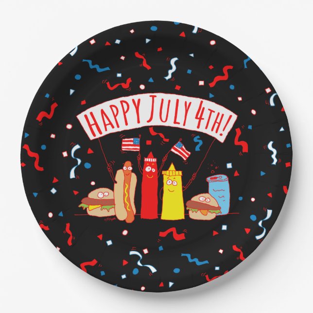 Happy July 4th Picnic Paper Plates (Front)