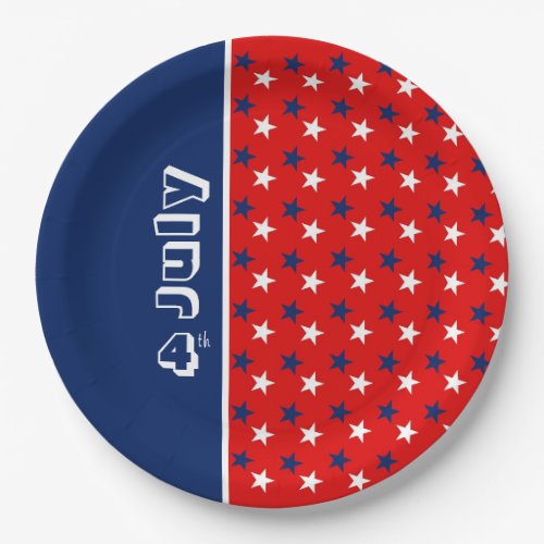 Happy July 4th Red White Blue  Party Paper Plates