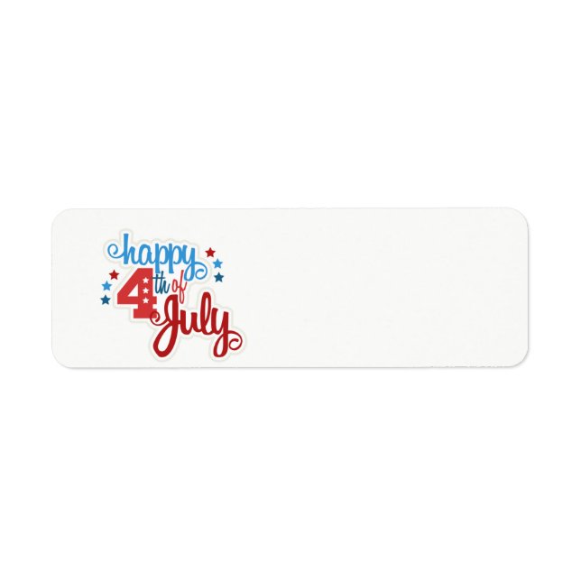 Happy July 4th text Label (Front)